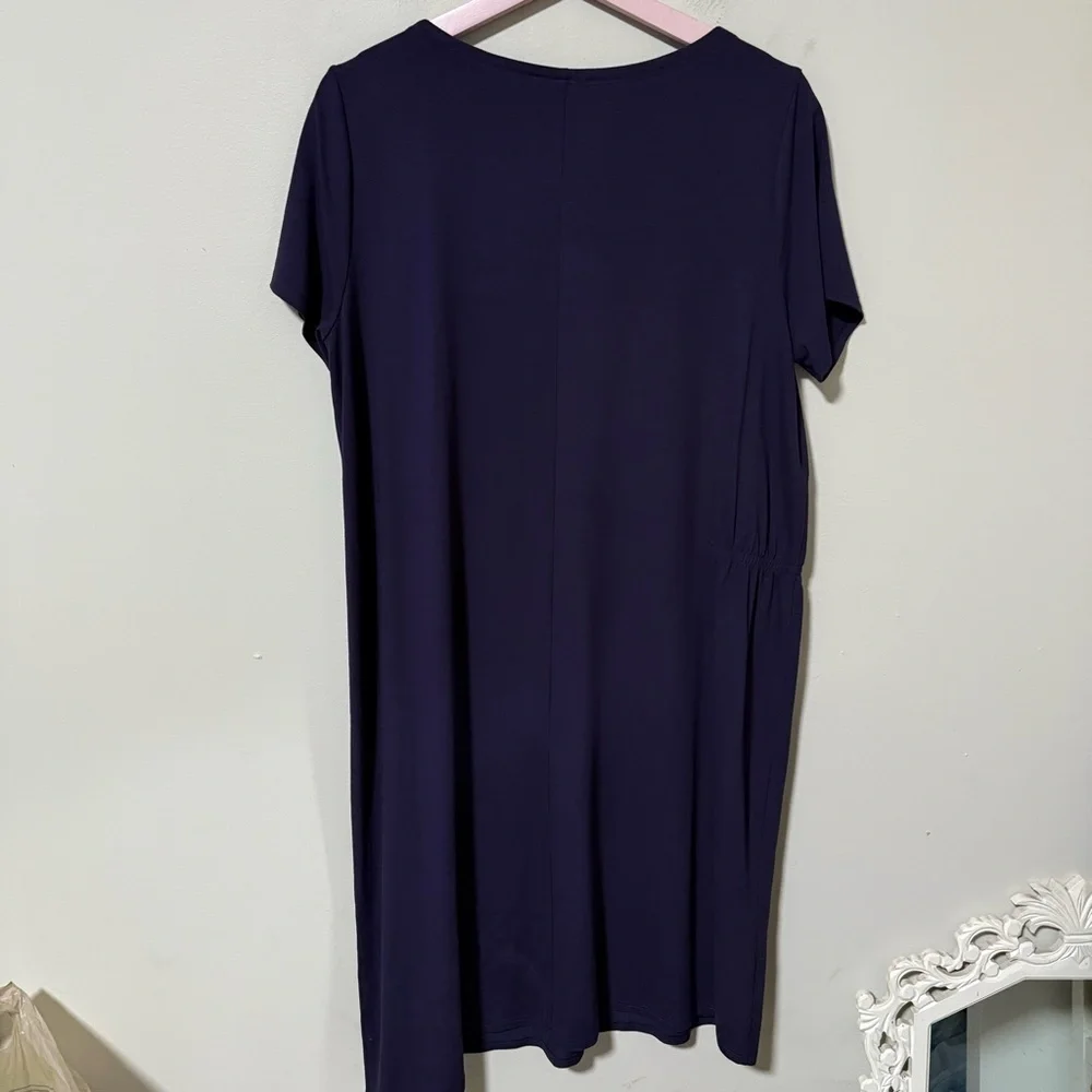 Eileen Fisher Asymmetrical Dress Short Sleeve Purple Size Medium - Picture 5 of 10